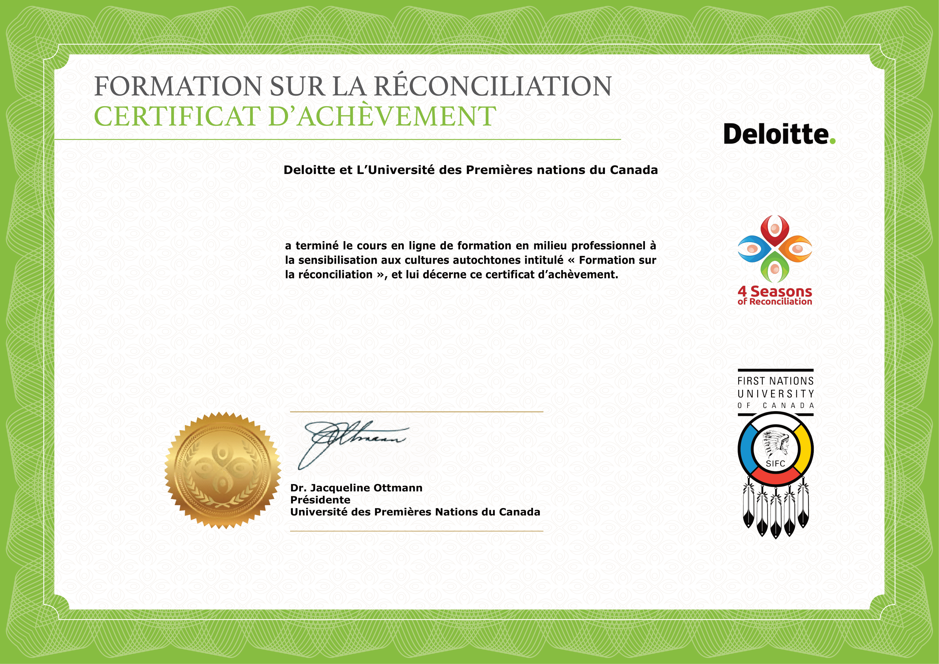 French Certificate Design - Deloitte